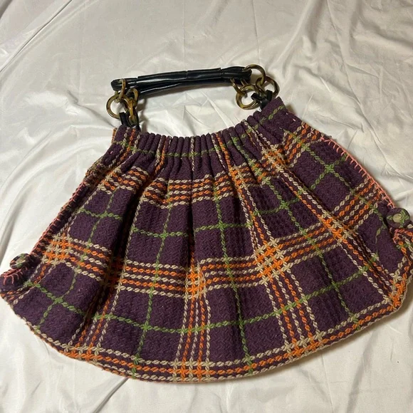 Women’s Oversized Bohemian Handbag Purse Cloth Plaid Unique Hippie - Picture 4 of 15